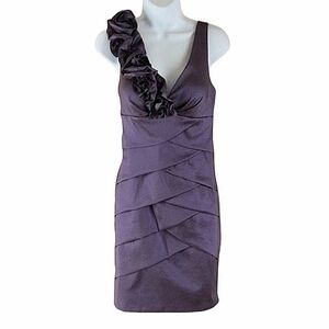 Xscape purple one shoulder cocktail dress